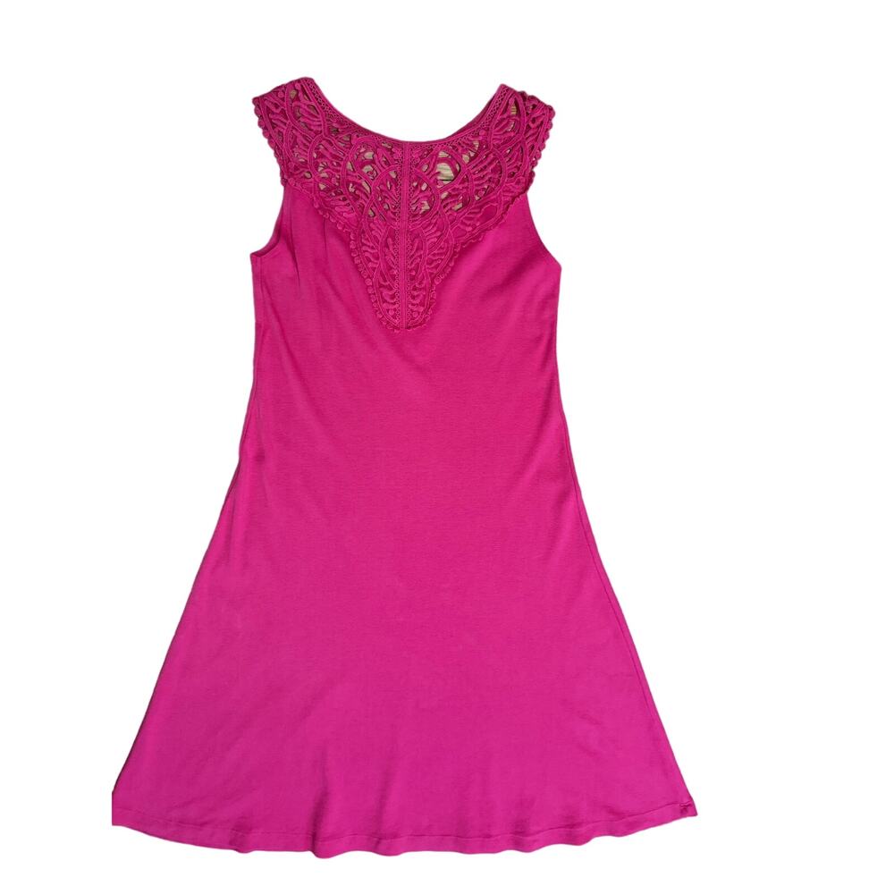 Barbara Lesser | Crochet Top Pink Cotton Sundress | Size Medium